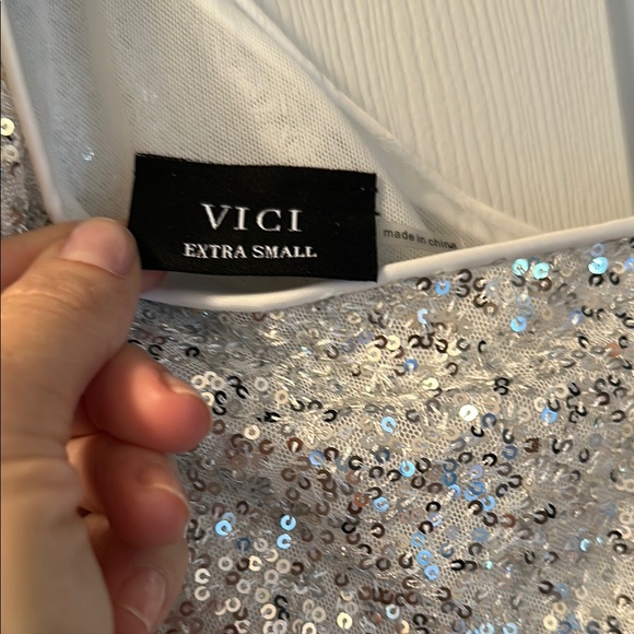 Vici Silver Sequin Glam Dress NWOT - Picture 2 of 5